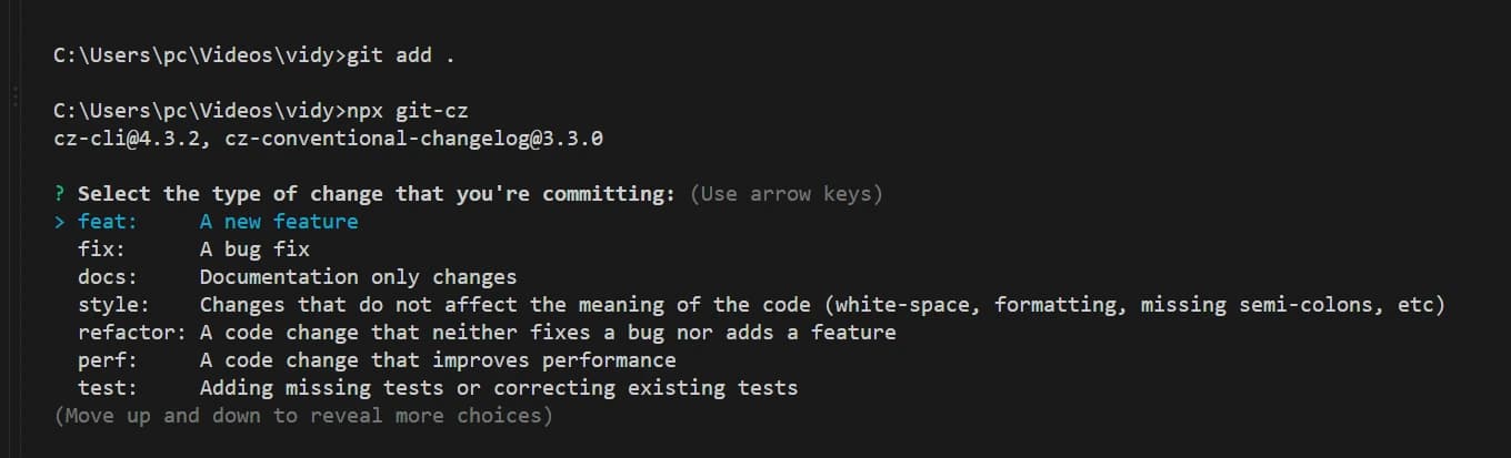 commitizen prompt