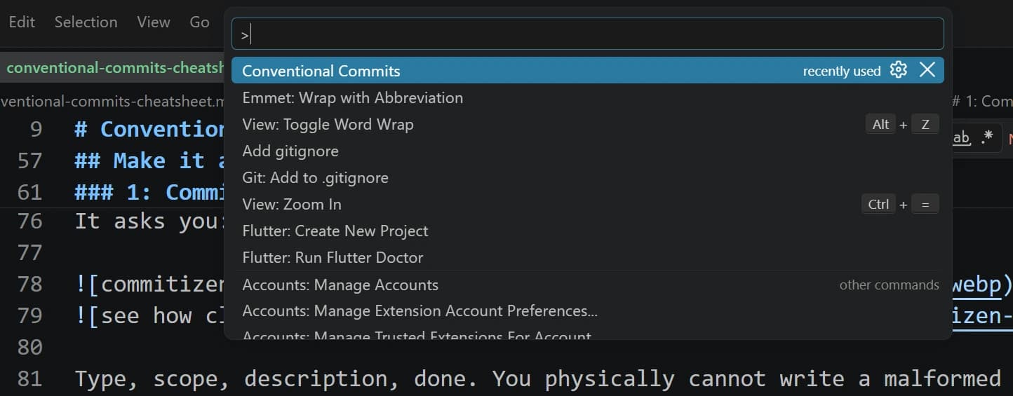 conventional commits extension