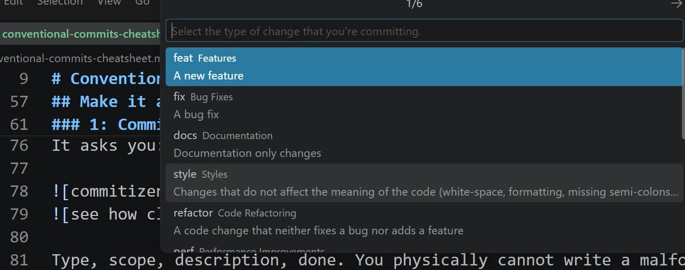 pick commit type
