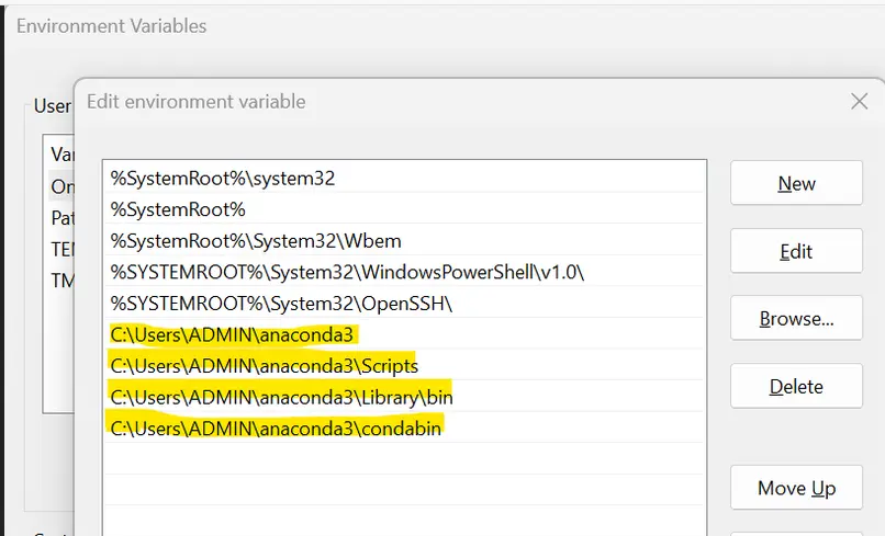 adding conda paths