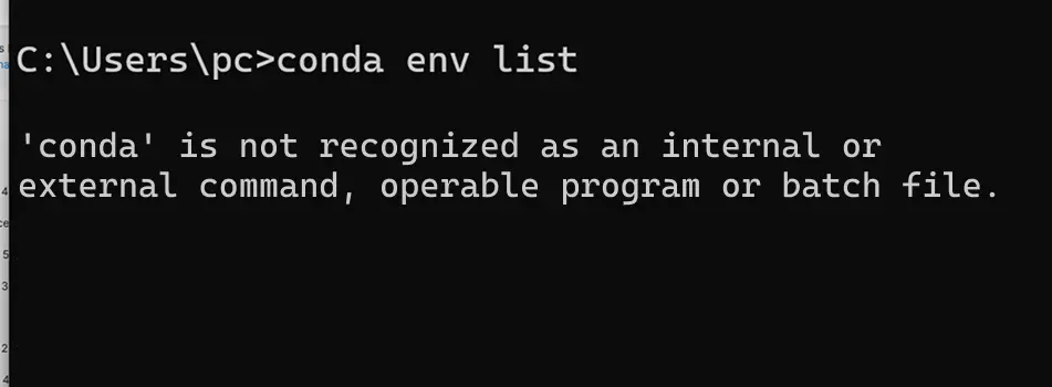 conda not recognized in terminal